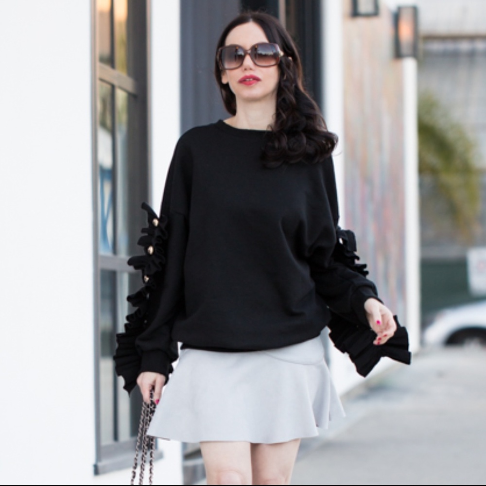 Storets Black Ruffled Sweatshirt - Picture 4 of 6